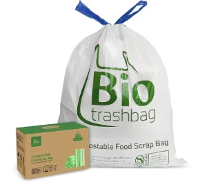 Customizable Biodegradable Compostable PLA Drawstring Trash Bags 50 65 Gallon Household Use