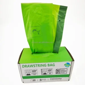 Customizable Biodegradable Disposable Plastic Drawstring Kitchen Trash Bags on Roll