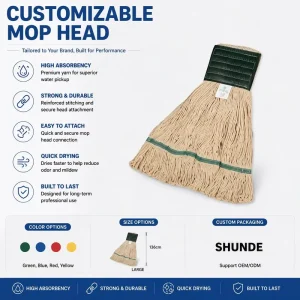 Customizable Cotton String Wet Mop Head with Reinforced Stitching Replacement Mop Refill for Hotel Hospital Commercial Use