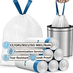 Customizable Disposable Drawstring Trash Bags 4 8 13 Gallon Household Kitchen Garbage Bags