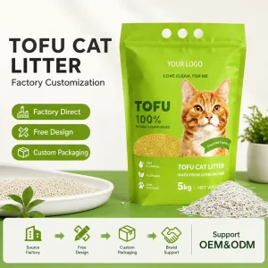 Customizable Easy to Clean 2.5KG 5KG Biodegradable Flushable Eco Friendly Fast Clumping Tofu Cat Litter