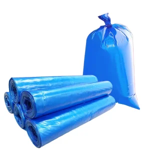 Customizable Large Blue Trash Bag Heavy Duty Eco Friendly PE Plastic Roll Gusset Custom Logo Packaging for Household Products