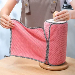 Customizable Microfiber Dish Cloths Square Desktop Cleaning Scouring Pads Kitchen Absorbent Rags