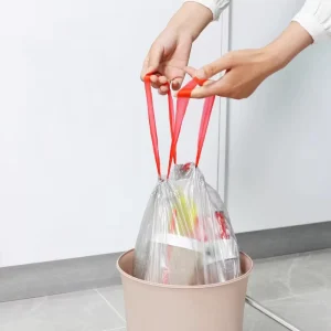 Customizable Size Disposable PE Plastic Drawstring Bag Portable Trash Bin Liner for Household Kitchen Waste Collection
