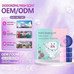 Customizable Solid Toilet Cleaning Blocks Blue Bubbles Lemon Scent Household Pack OEM