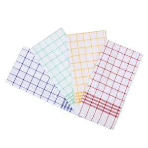 Customized 100% Cotton Tea Towel Fabric with Eco-friendly Square Pattern for the Kitchen