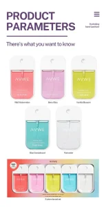 Customized Brand Logo Hydrating Hand Sanitizer Perfume Spray Mist Fresh Fruit Scented Touch Hand Sanitizer That Kills Germs