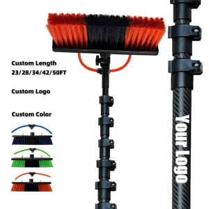 Customized Carbon Fiber Aluminum 12-50FT Telescopic Cleaning Tools Water Fed Pole Window Cleaning System