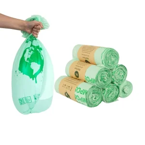 Customized Corn Starch PLA Fully Degradable Compostable Flat-Mouth Kitchen Household Trash Bags