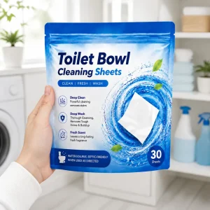 Customized Disposable Eco-Friendly Multi-Effect Toilet Cleaner Sheets Powerful Stain Removal Soluble Toilet Cleaning Tablets
