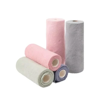 Customized Disposable Microfiber Cleaning Cloths Rolls Reusable Square Kitchen Towels Dish Cloth Tear Away Microfiber Towel
