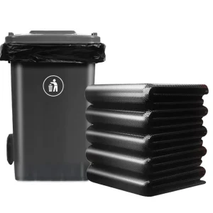 Customized Large Black Heavy Duty HDPE Plastic Garbage Bag with Valve for Household Use