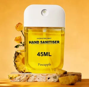 Customized Logo 45ml Pineapple Scent Hand Sanitizing Spray 75% Alcohol Custom Color Kill 99.99% Germ Protection Supplier