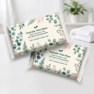 Customized Logo Eco Friendly Adults Cleansing Freshness Soft Hypoallergenic Plant Based Butt Flushable Wet Wipe With Mint