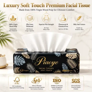 Customized Soft Face Cleaning Printing 3ply Facial Tissue Disposable Facial Tissue