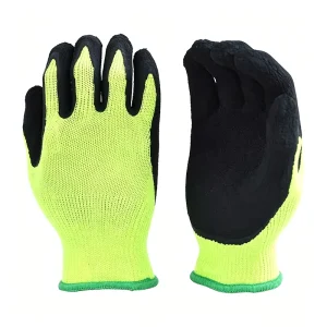 Cut-Resistant Latex-Coated Ambidextrous Anti-Slip Safety Gloves for Industrial, Outdoor, and Gardening Work
