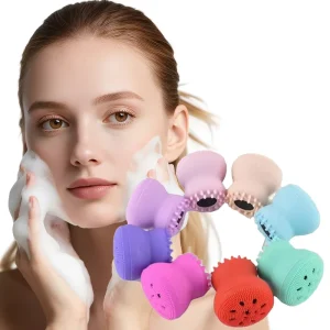 Cute Octopus Shape Double Silicone Facial Cleansing Brush Brush Soft Deep Pore Exfoliating Face for Beauty Tool