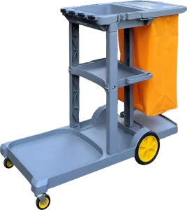 D 10E Cleaning Service Trolley 3 Layers PP Janitorial Supplies With Wheels for Hotel Cleaning