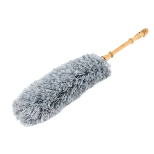 D01 Household Furniture Cleaning Dust Remover Brush Bendable Long Bamboo Wood Handle Microfiber