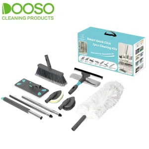 DOOSO 7 in 1 Multi Function Cleaning Kit Portable Microfiber Mop Set Telescopic Stainless Steel Handle Car Window Floor Home