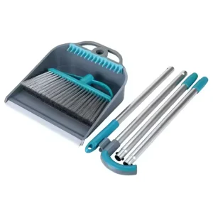 DOOSO Household Floor Cleaning Supplier Long Handle Broom and Dustpan Set with Teeth for Home Easy Remove Dirty hairs Etc