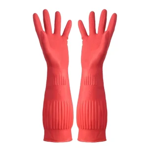 DS1393 38 55/45cm Waterproof Non-Slip Reusable Rubber Kitchen Cleaning and Dishwashing Gloves