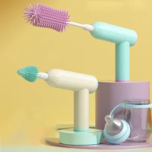 DS2060 Silicone Electric Baby Bottle Cleaner Brush Nipple Brush Electric Spin Scrubber Electric Baby Bottle Brush Set