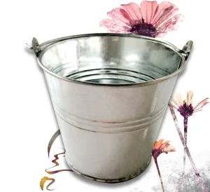 DS2400 Mini Round Metal Flower Pot and Plant Basket with Handle for Home and Party Decoration