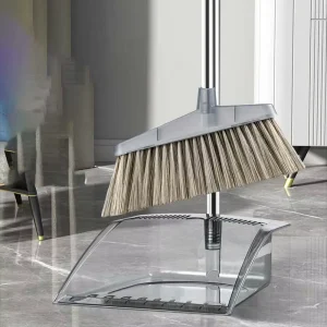DS4355 Kitchen Broom and Dustpan Set with Long Handle and Standing Dustpan