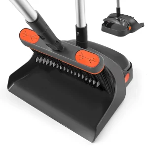 DS4399 Outdoor Indoor Broom with Dustpan Combo Set Upright Dust Pans with Long Handle Floor Sweeping Broom and Dustpan Set