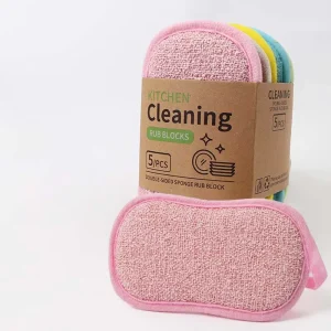 DS5623 Reusable Non-Scratch Microfiber Sponge Scouring Pads for Dishes and Pots