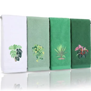 Decorative Hand Towels for Bathroom Summer Cotton Embroidered Plant Flower Tropical Soft Absorbent Kitchen Home Bar Dish Cloth