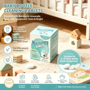 Deep Clean Milk Residue and Limescale Safe for All Brand Washers Professional Baby Bottle Machine Cleaning Tablets