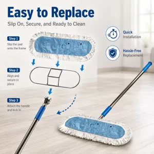 Deep-Cleaning Dust-Free Mop with Flexible Rotating Head for Hard-to-Reach Corners