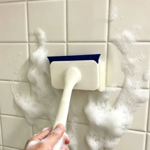Detachable 2 in 1 Shower Cleaning Brush, Nano Sponge Memory Foam, Replaceable Heads for Tile, Glass, Bathtub