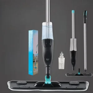 Detachable 360-Degree Microfiber Spray Flat Mop with Steel Pole for Wet-Dry Floor Cleaning