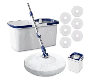 Detachable Foldable Spinning Mop with Extendable Microfiber Mop Head and Large Capacity Bucket