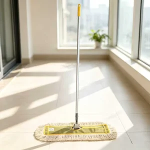 Detachable Natural White Cotton Yarn Dust Mop Washable Flat Mop Aluminum Handle for Office Household Room Floor Cleaning