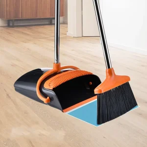 Detachable PP Dustpan Set Soft Bristles Iron Broomstick Plastic Handle Windproof Folding Design Easy Cleaning Kitchen Cleaning