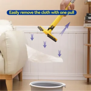 Detachable Split Pole Triangle Dust Mop 360 Swivel Head Double Serrated Clip Hold Wipes No Slip Reusable High Durability