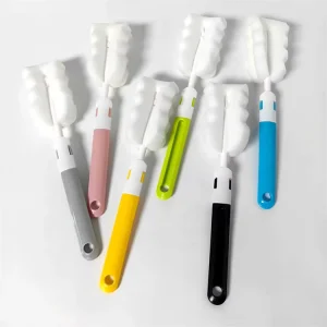 Detachable Thickened Sponge Baby Cup & Bottle Cleaning Brush with Long Plastic Handle Multifunctional Sponge