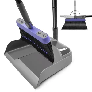 Detachable Upright Broom and Dustpan Set Floor Cleaning Sweep Brush with Steel Pole Dustpan Broom Design for Easy Cleaning