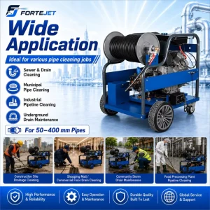 Diesel Reel Hydro Jetting Machine 200Bar 40L min Remote Pipe Cleaner Sewer Jetter for 2 16 Inch Drain