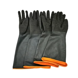 Different Lengths Chemical Resistant Latex Gloves From 30 cm to 60 cm Textured Hand with Wave Patter or Smooth