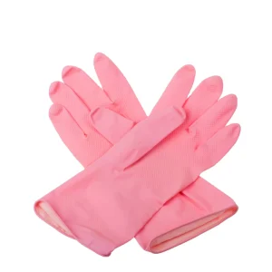 Dipped Flock-Lined 40g Yellow Latex Household Gloves with Fish-Scale Grip