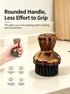Dish Brush Handle Plastic Kitchen Scrub Brushes Cleaning Dish Scrubber Nylon Bristles Sink Pots Pans (1Pack White)