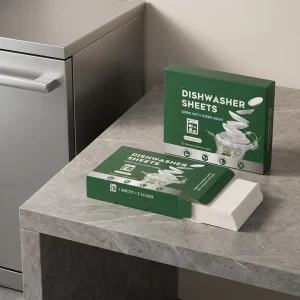 Dishwasher Detergent Sheets Heavy Duty Grease Removal Dishwashing Sheets for Restaurant Kitchen Bulk