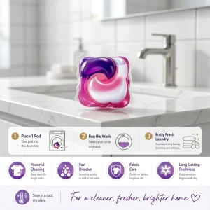 Disposable 3-in-1 Eco-Friendly Laundry Detergent Pods Powerful Stain Removal Deep Cleaning Fresh Fragrance OEM ODM