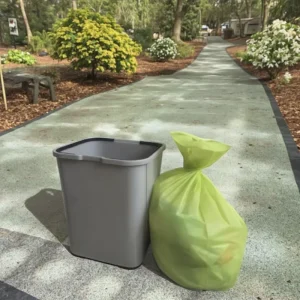 Disposable Biodegradable Compostable PLA Clear Drawstring Trash Bags with Heat-Sealed Handle MOQ 5 Ton