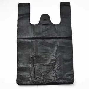 Disposable Black PE Trash Bags with Handles for Home Office Kitchen Bathroom Supermarket Use